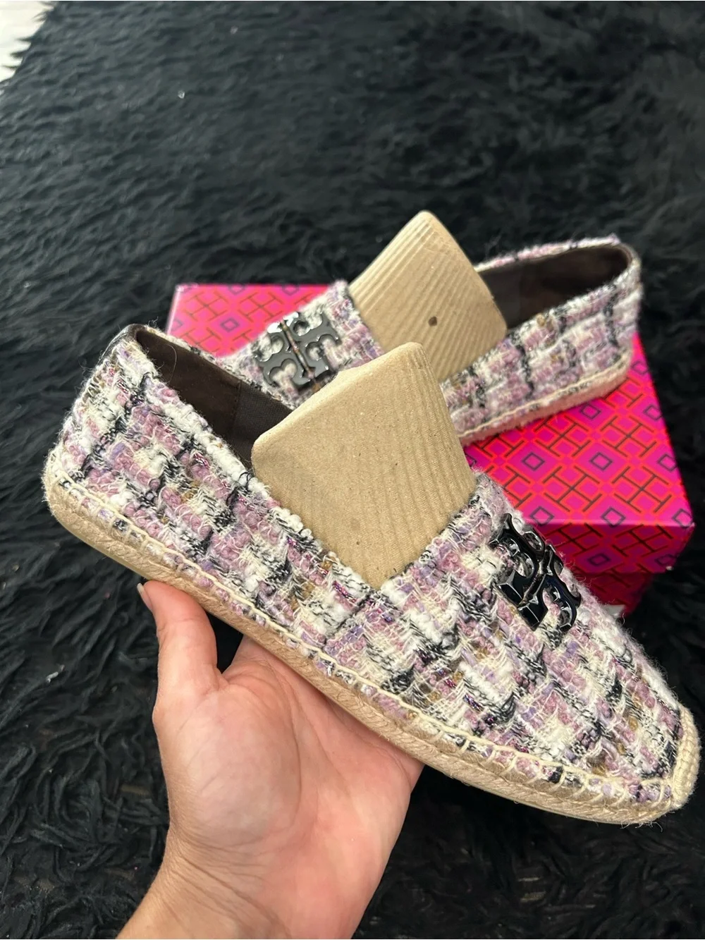 TORY BURCH TB multicolored espadrille flats slip on shoes women’s 8 new